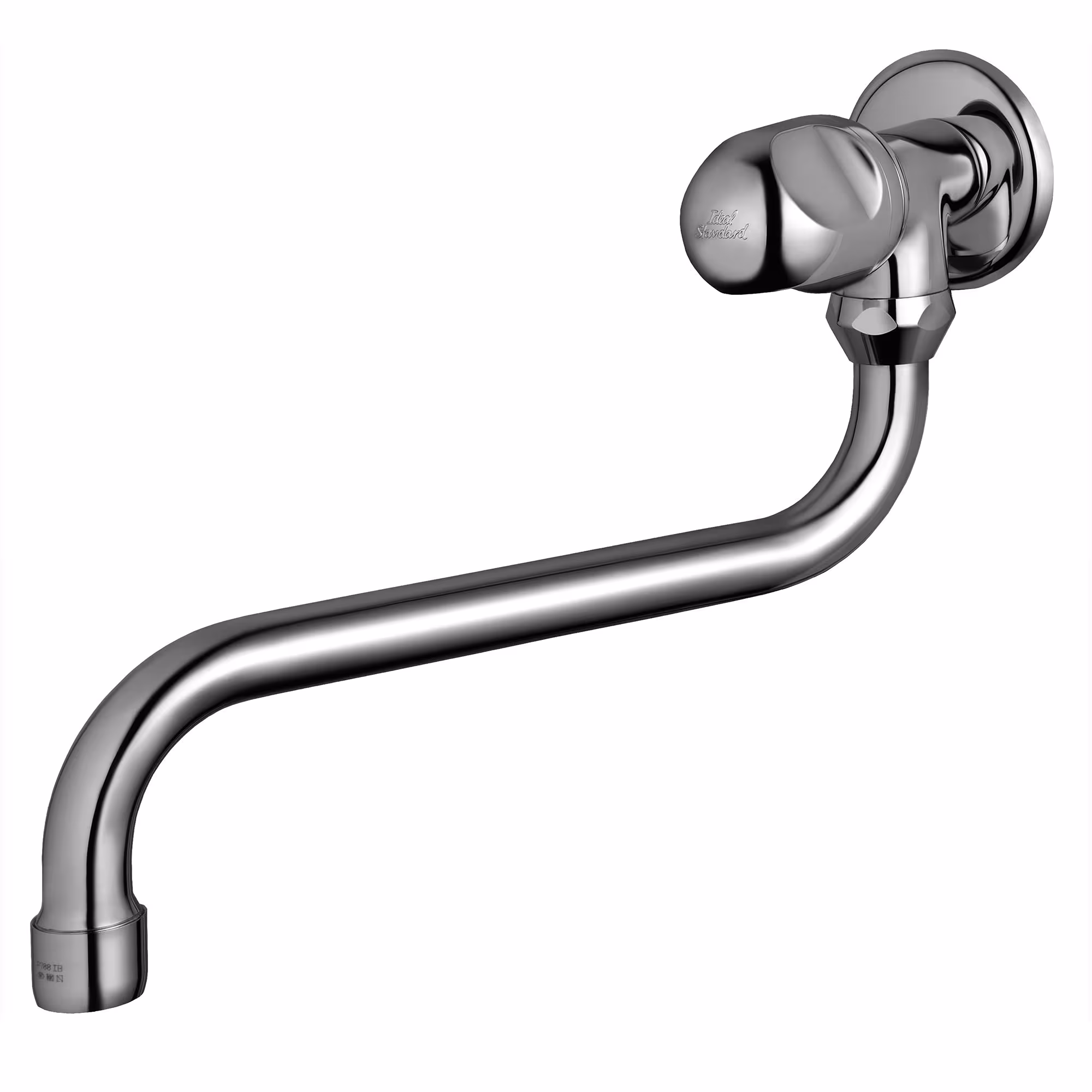 Rubinetto acqua fredda con valvola di scarico a parete con bocca girevole design Luna Z di sanicomfort Rubinetto acqua fredda con valvola di scarico a parete con bocca girevole design Luna Z, rubinetteria per lavabo, art. 1750410