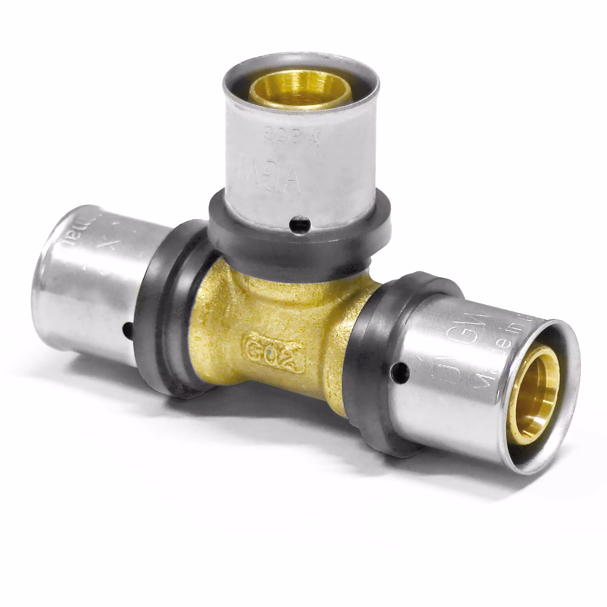 Raccordo a T Pipetec su tutti i lati 32 x 3 mm per tubi compositi in alluminio di Pipetec Raccordo a T, raccordi a pressare, articolo n. PFT323232