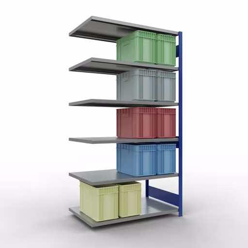 Rayonnage supplémentaire, étagère, système enfichable MULTIplus250, 2500 x 1300 x 800 mm, 6 étagères, RAL 5010 bleu gentiane/galvanisé de Schulte Lagertechnik de la gamme de produits du système enfichable
