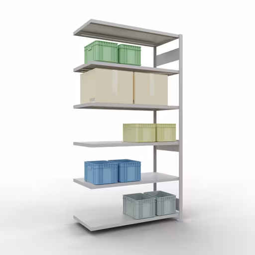 Figure n° 15 de l'article, système d'étagères MULTIplus250, système enfichable, 2500 x 1300 x 600 mm, 6 étagères, gris clair RAL 7035 du groupe de produits système enfichable de Schulte Lagertechnik