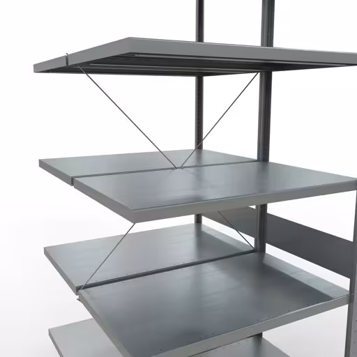 Scaffale aggiuntivo, scaffale doppio, sistema di scaffali MULTIplus250, 3000 x 1000 x (2x600) mm (AxLxP), 2x7 ripiani, traversa, zincato con articolo n. 14267-A Scaffale aggiuntivo, scaffale doppio, sistema di scaffali MULTIplus250, 3000 x 1000 x (2x600) mm (AxLxP), 2x7 ripiani, traversa, zincato di Schulte Lagertechnik dalla categoria scaffali