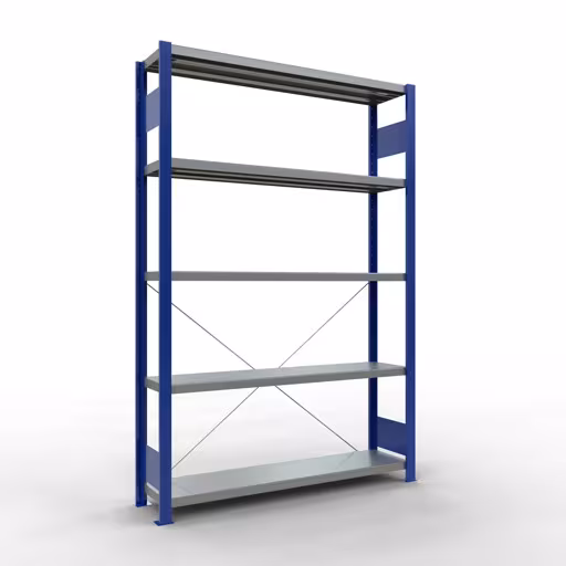 Figure n° 10 de l'article étagère de base, étagère, système enfichable MULTIplus250, 2000 x 1300 x 300 mm, 5 étagères, traverse, RAL 5010 bleu gentiane/galvanisé du groupe de produits système enfichable de Schulte Lagertechnik