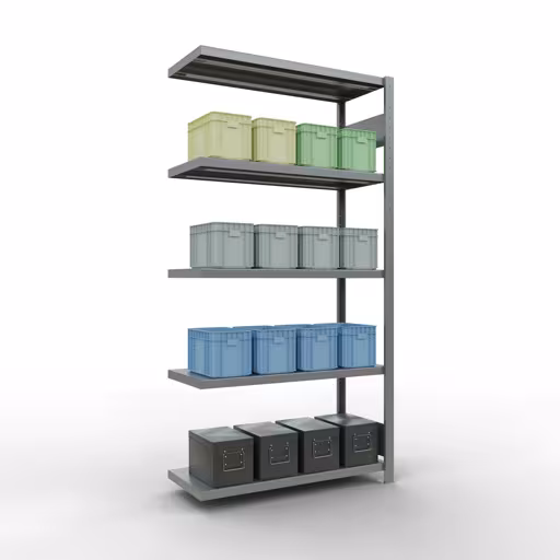 Immagine del prodotto n. 9 dell'articolo Scaffale aggiuntivo, scaffale a scaffale, sistema a innesto MULTIplus250, 2000 x 1000 x 400 mm (AxLxP), 5 ripiani, barre longitudinali, zincato Figura n. 9 dell'articolo scaffale aggiuntivo, scaffale a scaffale, sistema a innesto MULTIplus250, 2000 x 1000 x 400 mm (AxLxP), 5 ripiani, barre longitudinali, zincato del gruppo di prodotti sistema a innesto della marca Schulte Lagertechnik