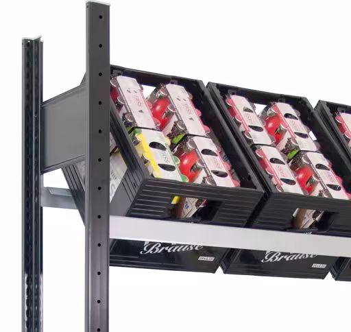 Figura n. 10 dell'articolo ripiano aggiuntivo, scaffale per casse di bevande 1800 x 1000 x 300 mm (AxLxP), nero/argento, 3 livelli per 9 casse di bevande del gruppo di prodotti Scaffali della marca Schulte Lagertechnik