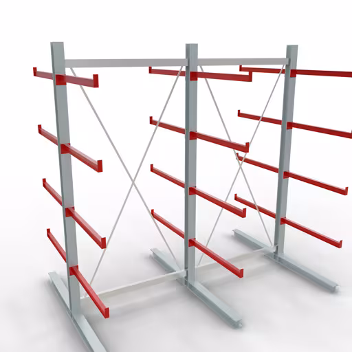 Figura n. 11 dell'articolo Scaffale completo K 6000, bilaterale, 3000 x 3000 x 2x 1000 mm, RAL 7001 / RAL 3000, 5 livelli di stoccaggio del gruppo di prodotti scaffalature cantilever della marca Schulte Lagertechnik