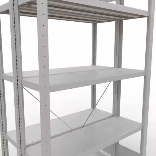 Représentation supplémentaire de l'article étagère de base, étagère double, système d'étagères enfichables MULTIplus250, 2000 x 1000 x (2x300) mm, 2x5 étagères, RAL 7035 gris clair à partir d'étagères doubles