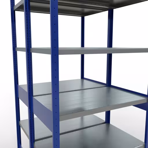 Scaffale base, scaffale doppio, sistema di scaffali MULTIplus250, 2500 x 1000 x (2x600) mm (AxLxP), 2x6 ripiani, barre longitudinali, RAL 5010 blu genziana di Schulte Lagertechnik dalla categoria scaffali
