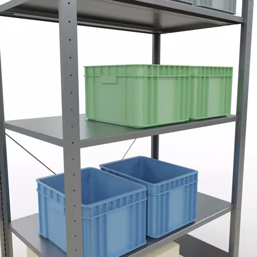 Étagère de base, étagère, système enfichable MULTIplus150, 2000 x 1000 x 600 mm (HxLxP), 5 étagères, traverse, galvanisée de la catégorie d'étagères de base avec le GTIN 4004514202581 Étagère de base, étagère, système enfichable MULTIplus150, 2000 x 1000 x 600 mm, 5 étagères, galvanisée de la marque Schulte Lagertechnik de la gamme de produits du système enfichable