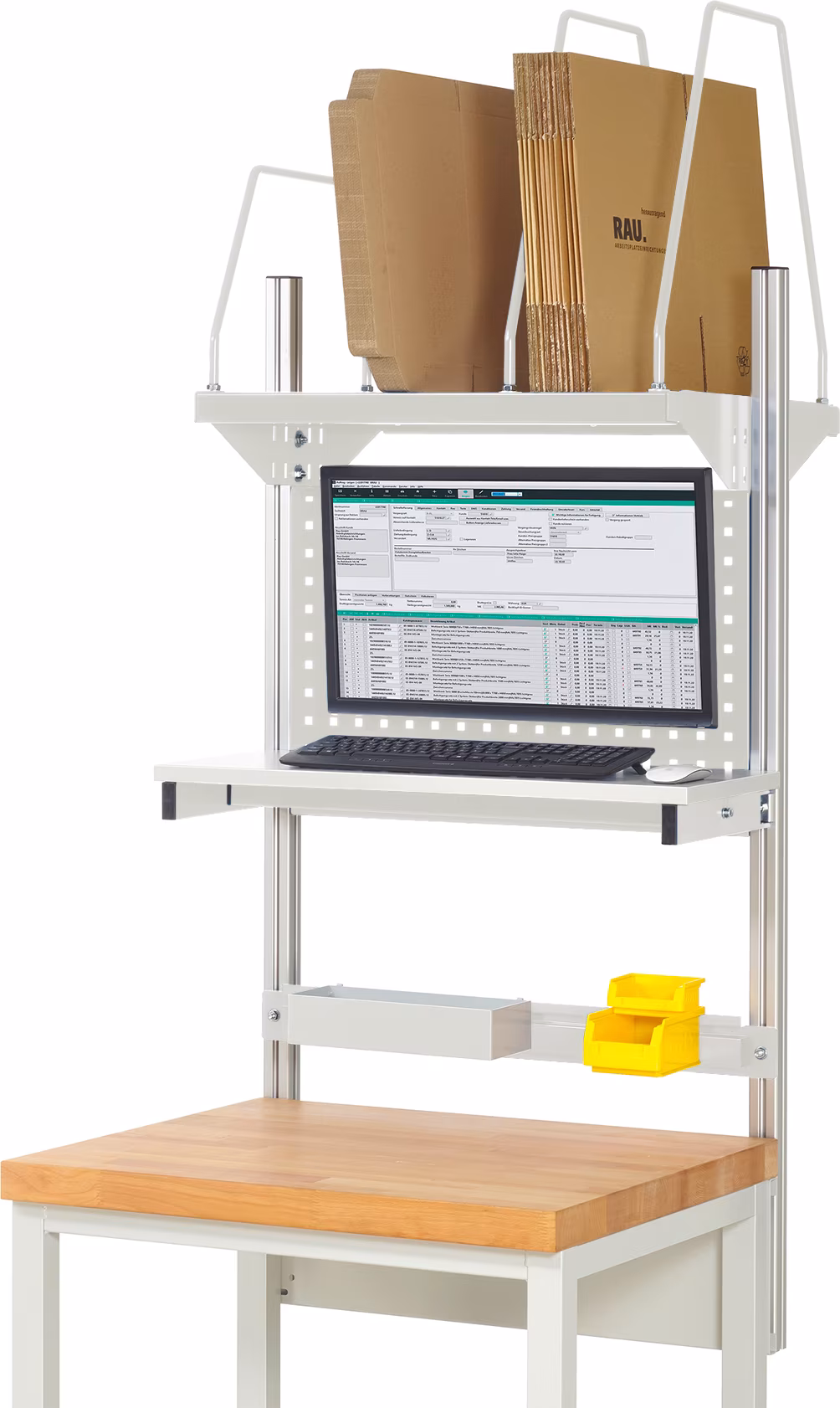 Struttura del sistema - Set completo 03, per larghezza prodotto 750 mm, RAL7035/RAL7035 di Rau Struttura del sistema - Set completo 03 dalla categoria Attrezzature per postazioni di lavoro con il numero di articolo EE-BW-KS-03-0750.12