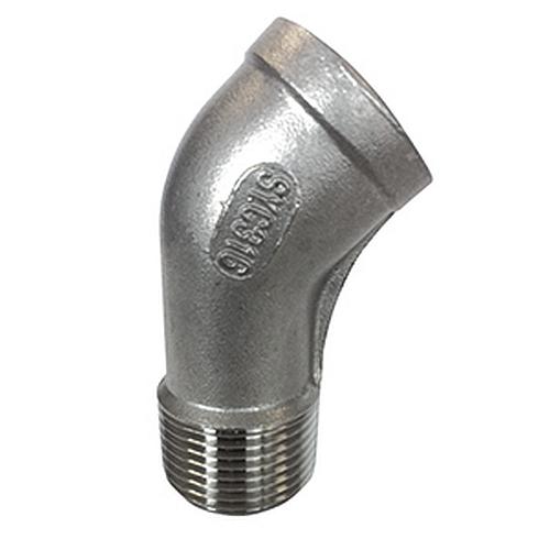 Atusa angolo 45° in acciaio inox IG-AG N. 121, raccordi filettati in acciaio inox