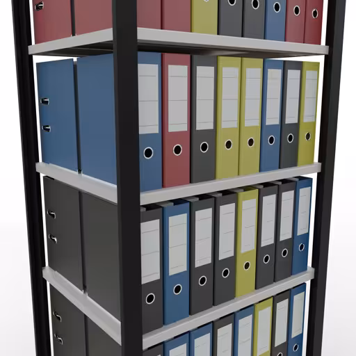 Figure n° 11 de l'article, étagère de bureau, système enfichable MULTIplus150, 2300 x 750 x 600 mm, 7 étagères, sans butée centrale, noir/gris clair du groupe de produits étagères de bureau de Schulte Lagertechnik