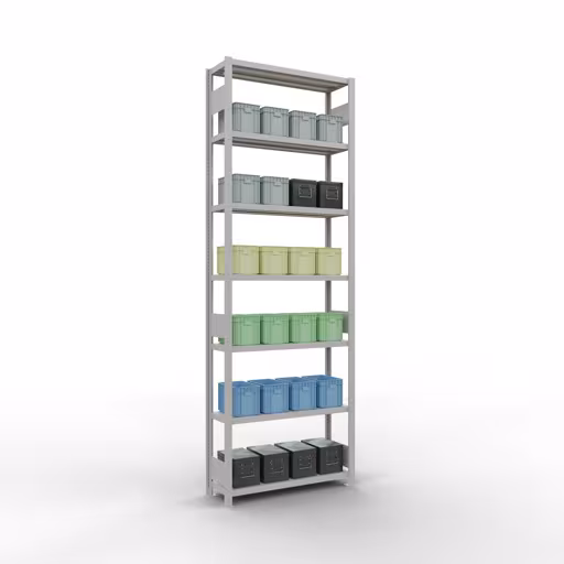 Image du produit n° 14 de l'article étagère de base, étagère, système enfichable MULTIplus330, 3000 x 1000 x 300 mm, 7 étagères, barres de longueur, RAL 7035 gris clair Figure n° 14 de l'article étagère de base, étagère, système enfichable MULTIplus330, 3000 x 1000 x 300 mm, 7 étagères, RAL 7035 gris clair du groupe de produits système enfichable de Schulte Lagertechnik