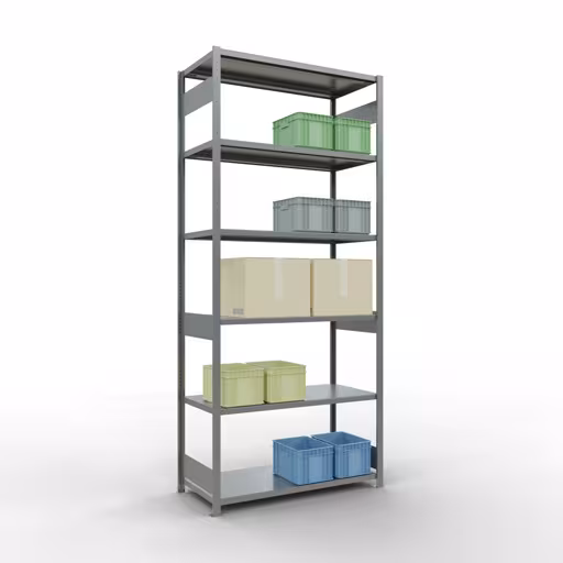 Image du produit n° 13 de l'article étagère de base, étagère, système enfichable MULTIplus250, 3000 x 1300 x 600 mm, 7 étagères, barres longitudinales, galvanisé Figure n° 13 de l'article étagère de base, étagère, système enfichable MULTIplus250, 3000 x 1300 x 600 mm, 7 étagères, galvanisées du groupe de produits système enfichable de Schulte Lagertechnik