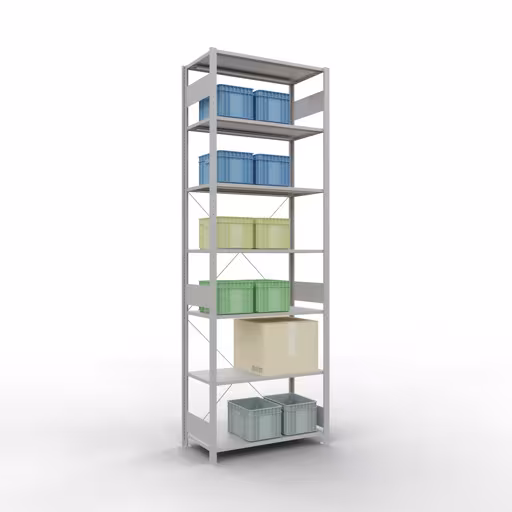 Étagère de base, étagère, système enfichable MULTIplus150, 3000 x 1000 x 500 mm, 7 étagères, RAL 7035 gris clair de Schulte Lagertechnik de la gamme de produits du système enfichable