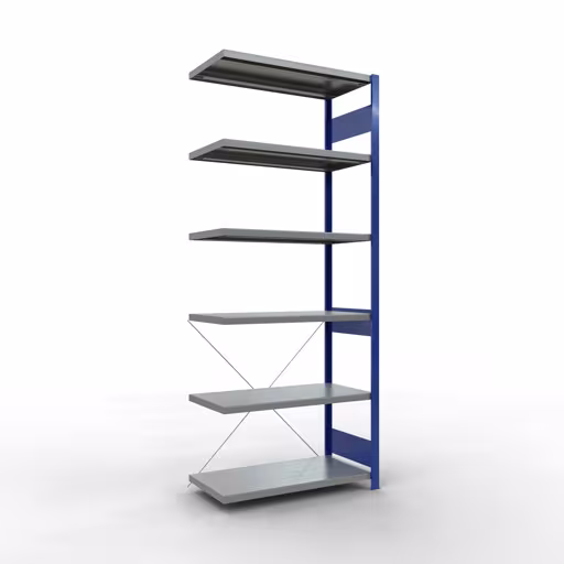 Figure n° 9 de l'article étagère complémentaire, étagère, système enfichable MULTIplus330, 2500 x 1000 x 500 mm, 6 étagères, traverse, RAL 5010 bleu gentiane/galvanisé du groupe de produits système enfichable de Schulte Lagertechnik