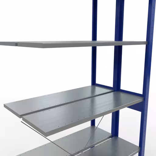 Rayonnage supplémentaire, rayonnage double, système d'étagères MULTIplus150, 2500 x 1000 x (2x300) mm (HxLxP), 2x6 tablettes, traverse, RAL 5010 bleu gentiane avec le GTIN 4004514293732 Étagères supplémentaires, étagères doubles, système d'étagères MULTIplus150, 2500 x 1000 x (2x300) mm, 2x6 étagères, RAL 5010 bleu gentiane de Schulte Lagertechnik avec le numéro d'article : 32736-B