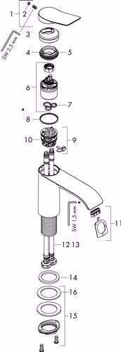 Technische Zeichnung 4058508 Hansgrohe Einhebel-Waschtischmischer VIVENIS 110 ohne Ablaufgarnitur chrom