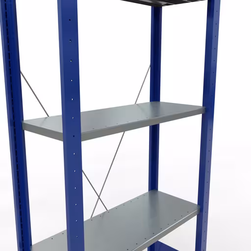 Scaffale base, scaffale, sistema a innesto MULTIplus150, 2000 x 750 x 300 mm (AxLxP), 5 ripiani, traversa, RAL 5010 blu genziana/zincato/zincato di Schulte Lagertechnik con l'articolo n. 12730-75-B