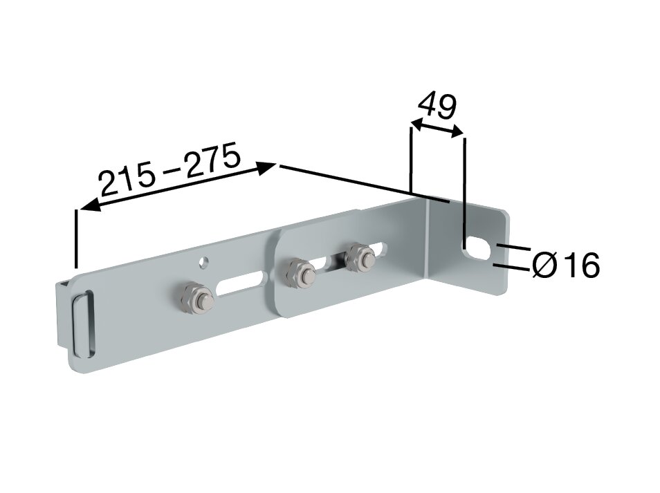 Produktbild (Abb. Ähnlich) 3812206 Munk Wandhalter m. Klemmbügel, verstellbar 215-275mm, Stahl verzinkt