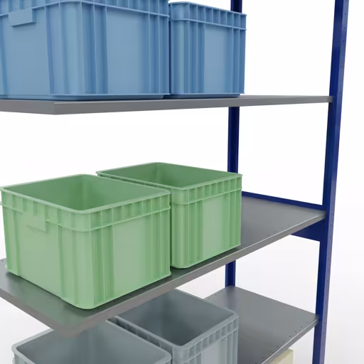 Image du produit n° 13 de l'article étagère supplémentaire, système enfichable MULTIplus150, 2500 x 1300 x 500 mm, 6 étagères, RAL 5010 bleu gentiane/galvanisé de la gamme de produits système enfichable de la marque Schulte Lagertechnik