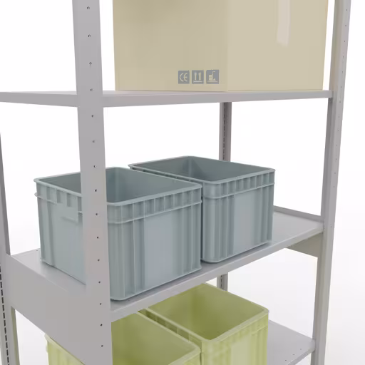 Scaffale base, scaffale, sistema a innesto MULTIplus150, 2500 x 1000 x 500 mm (AxLxP), 6 ripiani, barre longitudinali, RAL 7035 grigio chiaro con GTIN 4004514293022 Scaffale base, scaffale, sistema a innesto MULTIplus150, 2500 x 1000 x 500 mm (AxLxP), 6 ripiani, barre longitudinali, RAL 7035 grigio chiaro di Schulte Lagertechnik con l'articolo n. 32651-LR