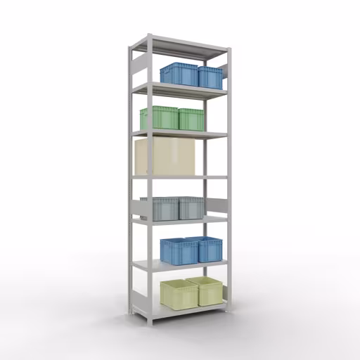 Figura n. 12 dell'articolo scaffale base, scaffale, sistema a innesto MULTIplus330, 3000 x 1000 x 500 mm (AxLxP), 7 ripiani, barre longitudinali, RAL 7035 grigio chiaro del gruppo di prodotti sistema a innesto della marca Schulte Lagertechnik