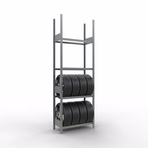 Scaffale base, portaruote/pneumatici, 2750 x 900 x 400 mm (AxLxP), zincato, 4 livelli di stoccaggio con carico scomparto di 150 kg per livello della marca Schulte Lagertechnik dal programma di scaffalature a scaffali
