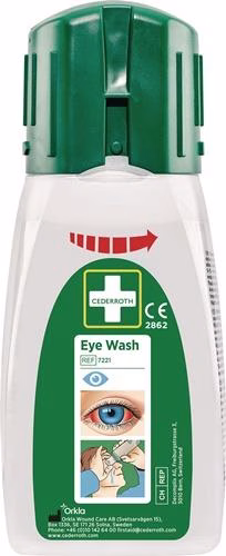 Flacone per lavaggio oculare da 235 ml, validità 4,5 anni, marca CEDERROTH, appartenente alla categoria lavaggi e risciacqui oculari, con codice articolo 4000326110.