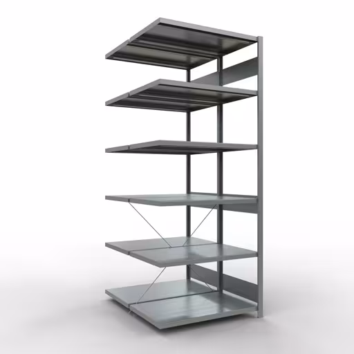 Rayonnage supplémentaire, rayonnage double, système d'étagères MULTIplus250, 2500 x 1000 x (2x600) mm, 2x6 tablettes, traverse, galvanisé de Schulte Lagertechnik avec le numéro d'article 13001. 14266-A