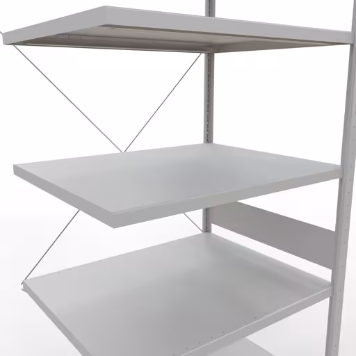 Produktbild Nr 14 des Artikels Anbauregal, Fachbodenregal Stecksystem MULTIplus330, 3000 x 1000 x 800 mm (HxBxT), 7 Fachböden, Kreuzstrebe, RAL 7035 lichtgrau Abbildung Nr 14 des Artikels Anbauregal, Fachbodenregal Stecksystem MULTIplus330, 3000 x 1000 x 800 mm (HxBxT), 7 Fachböden, Kreuzstrebe, RAL 7035 lichtgrau aus der Produktgruppe Stecksystem von der Marke Schulte Lagertechnik