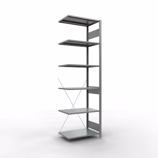 Scaffale aggiuntivo, scaffale, sistema a innesto MULTIplus150, 2500 x 750 x 500 mm (AxLxP), 6 ripiani, traversa, zincato, ripiano aggiuntivo, articolo n. 12756-75
