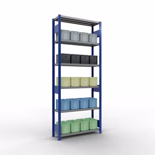 Immagine del prodotto n. 13 dell'articolo scaffale base, scaffale, sistema a innesto MULTIplus330, 2500 x 1000 x 300 mm (AxLxP), 6 ripiani, barra longitudinale, RAL 5010 blu genziana/zincato Figura n. 13 dell'articolo scaffale base, scaffale, sistema a innesto MULTIplus330, 2500 x 1000 x 300 mm (AxLxP), 6 ripiani, barre longitudinali, RAL 5010 blu genziana/zincato del gruppo di prodotti sistema a innesto della marca Schulte Lagertechnik