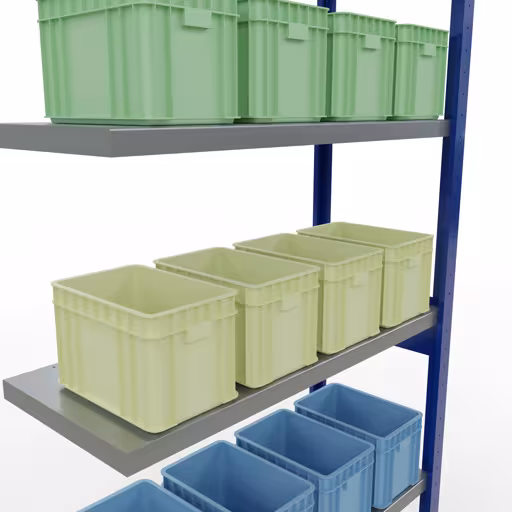 Figure n° 14 de l'article, système d'étagères enfichables MULTIplus250, 2500 x 1000 x 400 mm, 6 étagères, RAL 5010 bleu gentiane/galvanisé du groupe de produits système enfichable de Schulte Lagertechnik