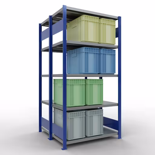 Un'altra vista dell'articolo Scaffale base, scaffale doppio, sistema a innesto per scaffale MULTIplus250, 2000 x 1000 x (2x500) mm (AxLxP), 2x5 ripiani, barre longitudinali, RAL 5010 blu genziana Un'altra vista dell'articolo Scaffale base, scaffale doppio, sistema a innesto per scaffale MULTIplus250, 2000 x 1000 x (2x500) mm (AxLxP), 2x5 ripiani, barre longitudinali, RAL 5010 blu genziana dalla categoria scaffali