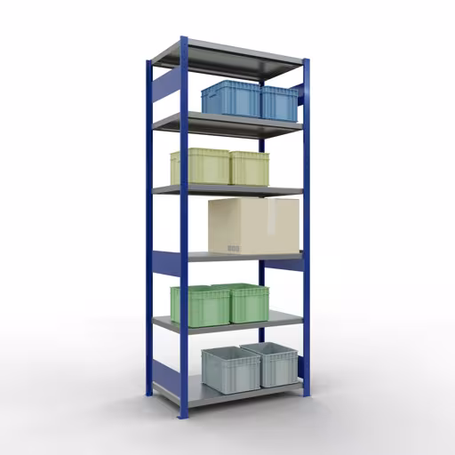 Figure n° 12 de l'article étagère de base, étagère, système enfichable MULTIplus250, 2500 x 1000 x 600 mm, 6 étagères, RAL 5010 bleu gentiane/galvanisé du groupe de produits système enfichable de Schulte Lagertechnik