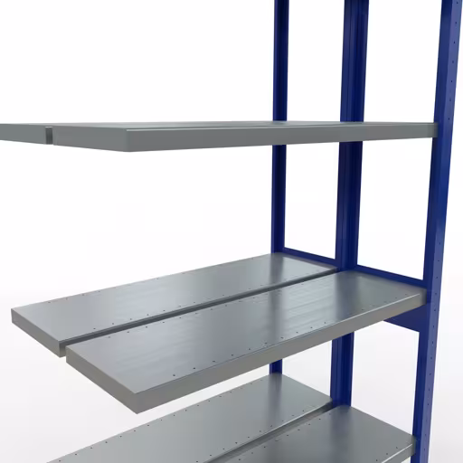 Rayonnage supplémentaire, rayonnage double, système d'étagères MULTIplus250, 2500 x 1000 x (2x300) mm, 2x6 tablettes, barres de longueur, RAL 5010 bleu gentiane avec la référence réf. 33236-B , étagère double, système d'étagères MULTIplus250, 2500 x 1000 x (2x300) mm, 2x6 étagères, RAL 5010 bleu gentiane de Schulte Lagertechnik de la catégorie étagères