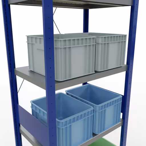 Figure n° 12 de l'article étagère de base, étagère, système enfichable MULTIplus250, 3000 x 750 x 500 mm, 7 étagères, RAL 5010 bleu gentiane/galvanisé/galvanisé du groupe de produits système enfichable de Schulte Lagertechnik