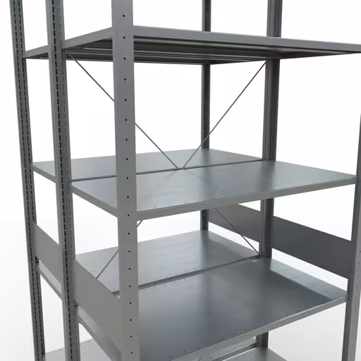 Image du produit n° 12 de l'article étagère de base, étagère double, système d'étagères enfichables MULTIplus150, 3000 x 1000 x (2x1000) mm (HxLxP), 2x7 étagères, traverse, galvanisé Figure n° 12 de l'article étagère de base, étagère double, système d'étagères enfichables MULTIplus150, 3000 x 1000 x (2x1000) mm, 2x7 étagères, galvanisées du groupe de produits étagères de la marque Schulte Lagertechnik.