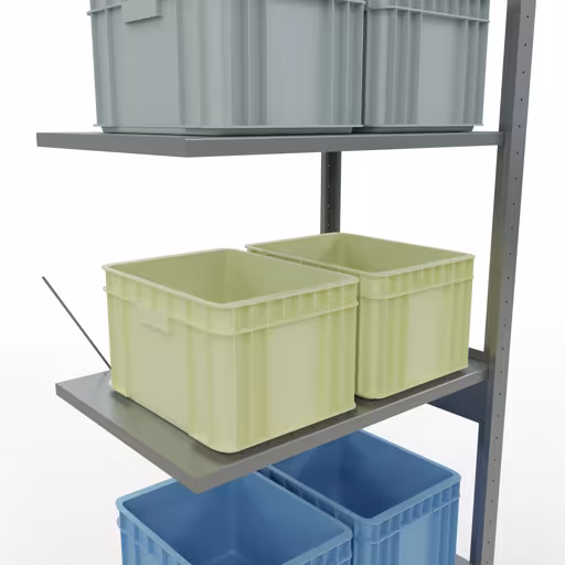 Immagine del prodotto n. 8 dell'articolo ripiano aggiuntivo, ripiano per scaffali, sistema a innesto MULTIplus150, 2500 x 750 x 500 mm (AxLxP), 6 ripiani, traversa, zincato dalla gamma di prodotti del sistema a innesto della marca Schulte Lagertechnik