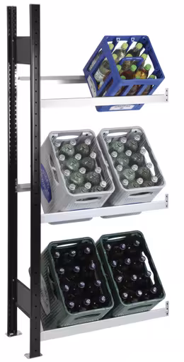 Étagère supplémentaire, support pour caisses à boissons 1800 x 750 x 300 mm (HxLxP), noir/argent, 3 niveaux pour 6 caisses à boissons de Schulte Lagertechnik Étagère supplémentaire, support pour caisses à boissons 1800 x 750 x 300 mm (HxLxP), noir/argent, 3 niveaux pour 6 caisses à boissons, rangement pour boissons, réf. 37003-S