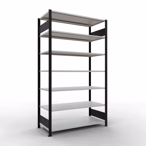 Figura n. 11 dell'articolo scaffale base, scaffale per ufficio, sistema a innesto MULTIplus150, 2300 x 1300 x 600 mm, 7 ripiani, nero/grigio chiaro del gruppo di prodotti scaffali per ufficio della marca Schulte Lagertechnik