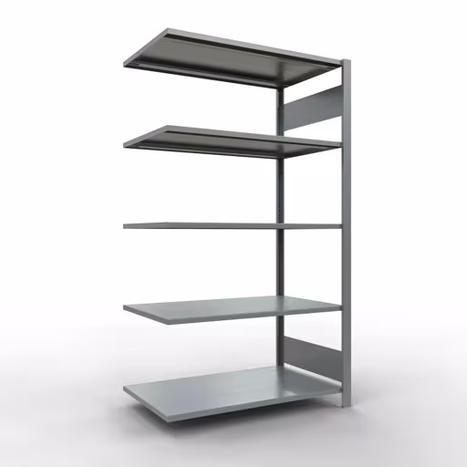 Rayonnage supplémentaire, étagère de bureau, système enfichable MULTIplus150, 1800 x 1000 x 600 mm (HxLxP), 5 étagères, barres longitudinales, galvanisé, sans butée centrale, système enfichable, réf. 17758