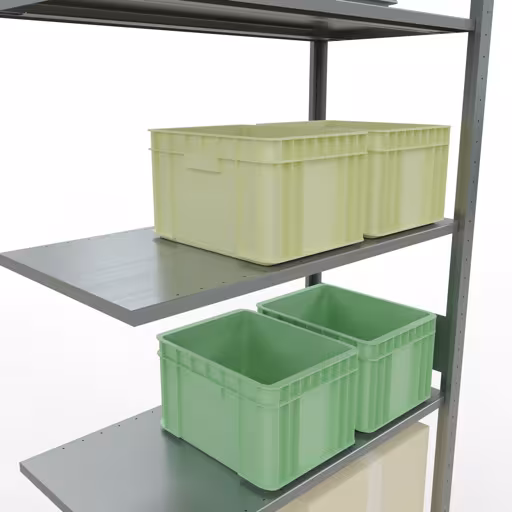 Scaffali aggiuntivi, scaffali, sistema a innesto MULTIplus85, 3000 x 1000 x 500 mm (AxLxP), 7 ripiani, barre longitudinali, zincato di Schulte Lagertechnik della categoria Sistemi a innesto