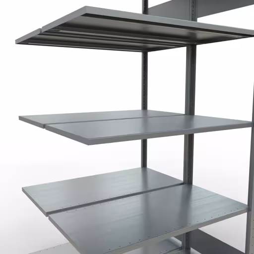 Figura n. 12 dell'articolo scaffale aggiuntivo, scaffale doppio, sistema a innesto per scaffali MULTIplus150, 2000 x 1000 x (2x500) mm (AxLxP), 2x5 ripiani, barre longitudinali, zincato dal gruppo di prodotti Scaffali della marca Schulte Lagertechnik