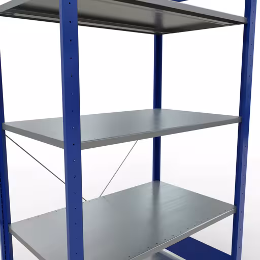 Figura n. 16 dell'articolo scaffale base, scaffale, sistema a innesto MULTIplus85, 2000 x 1000 x 600 mm (AxLxP), 5 ripiani, traversa, RAL 5010 blu genziana del gruppo di prodotti sistema a innesto della marca Schulte Lagertechnik