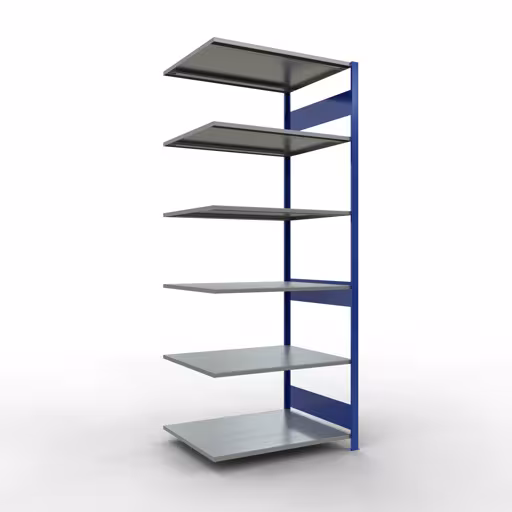 Immagine del prodotto n. 13 dell'articolo scaffale aggiuntivo, sistema a innesto per ripiani MULTIplus150, 2500 x 1000 x 800 mm, 6 ripiani, RAL 5010 blu genziana/zincato della gamma di prodotti per sistemi a innesto della marca Schulte Lagertechnik