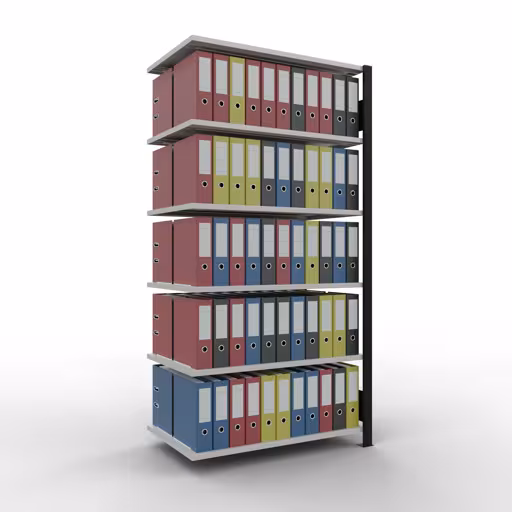 Produktbild Nr 12 des Artikels Anbauregal, Büro-Fachbodenregal Stecksystem MULTIplus150, 2000 x 1000 x 600 mm (HxBxT), 6 Fachböden, Längenriegel, ohne Mittelanschlag, schwarz/lichtgrau Abbildung Nr 12 des Artikels Anbauregal, Büro-Fachbodenregal Stecksystem MULTIplus150, 2000 x 1000 x 600 mm (HxBxT), 6 Fachböden, Längenriegel, ohne Mittelanschlag, schwarz/lichtgrau aus der Produktgruppe Büroregale von der Marke Schulte Lagertechnik