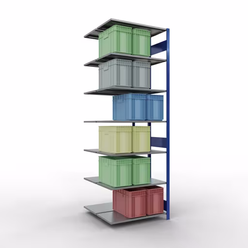 Immagine del prodotto n. 6 dell'articolo scaffale aggiuntivo, scaffale doppio, sistema a innesto per scaffale MULTIplus150, 3000 x 1000 x (2x500) mm, 2x7 ripiani, RAL 5010 blu genziana dalla gamma di prodotti scaffale della marca Schulte Lagertechnik