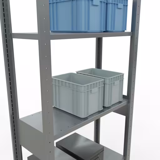 Immagine del prodotto n. 13 dell'articolo scaffale base, scaffale, sistema a innesto MULTIplus150, 2500 x 750 x 300 mm (AxLxP), 6 ripiani, barre longitudinali, zincato dalla gamma di prodotti del sistema a innesto della marca Schulte Lagertechnik