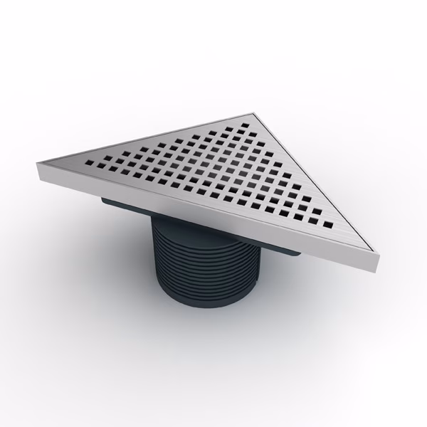 Scarico a pavimento MERT modello "TRIANGLE KARE" 215x215x304mm dalla categoria scarichi a pavimento